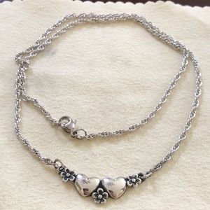 James Avery Retired Flower and Heart Necklace